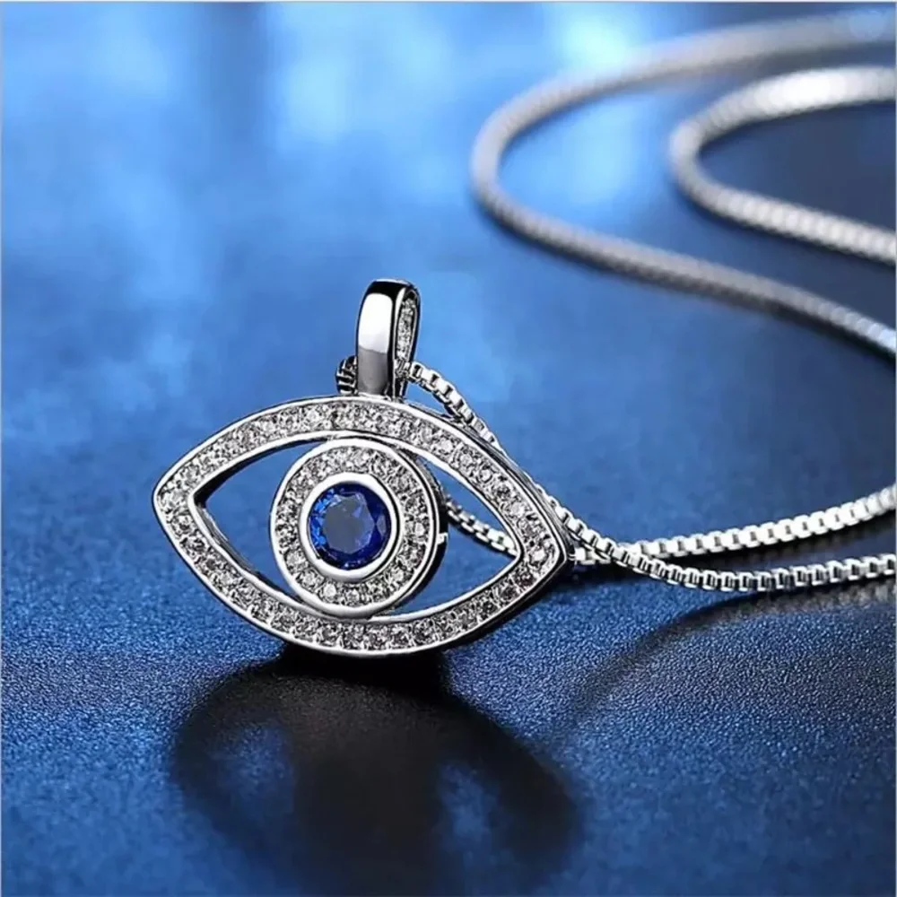 EVIL EYE Pendant Necklace 925 Sterling Silver - Picture 3 of 5
